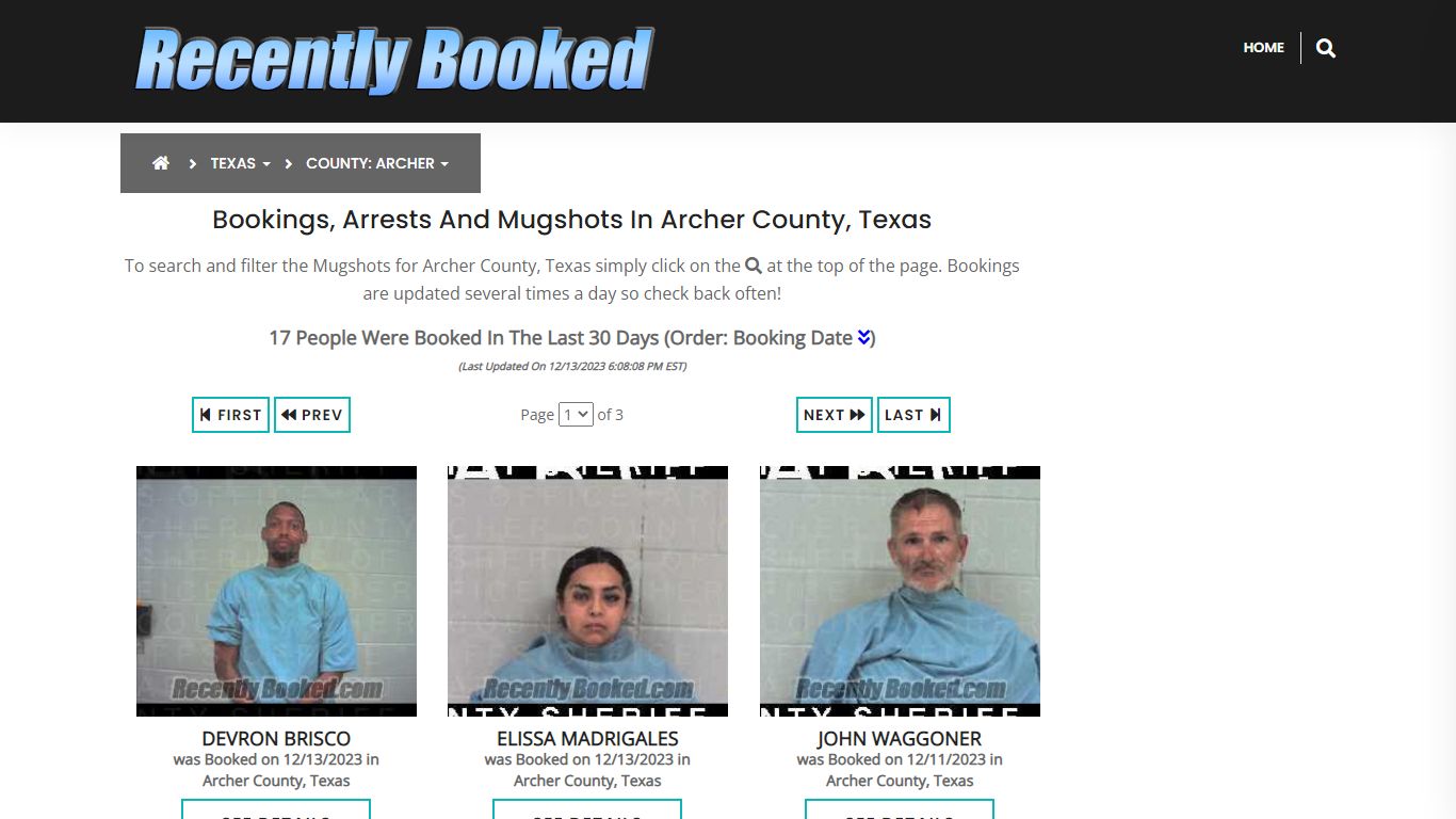 Recent bookings, Arrests, Mugshots in Archer County, Texas