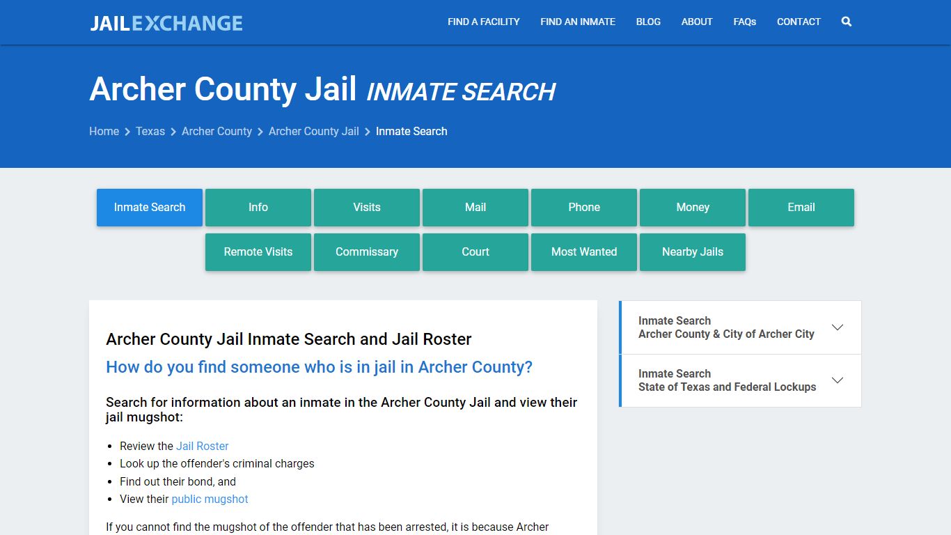 Inmate Search: Roster & Mugshots - Archer County Jail, TX