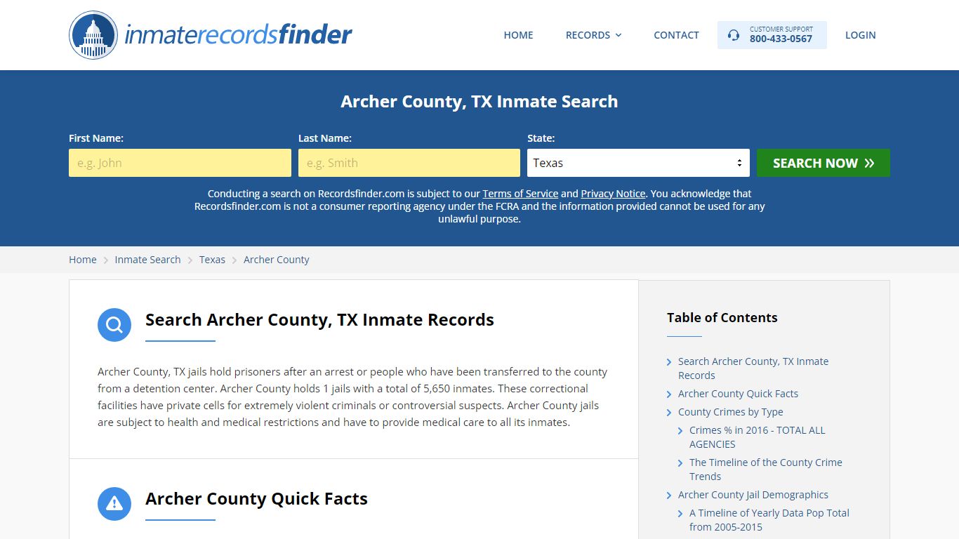 Archer County, TX Inmate Lookup & Jail Records Online